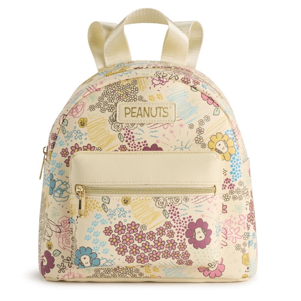 NWT Peanuts Snoopy Cottage Floral Spring All Over Print Mini Backpack